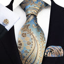 Mens Plaid Formal Tie Pocket Square And Cufflinks Three-Piece Set