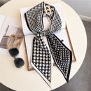Thin Houndstooth Silk Scarf - Hair Tie