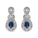 .925 Sterling Silver 4.5 x 3mm Pear Sapphire Gemstone and Diamond Accent Infinity Drop Stud Earrings (H-I Color, SI1-SI2 Clarity)