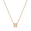 10K Yellow Gold 1/10 Cttw Round and Baguette Diamond Mosaic Composite Square 18" Inch Pendant Necklace (H-I Color, I1-I2 Clarity)