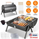 Portable Charcoal Grill with Double-Sided Cooking & 10 Skewers