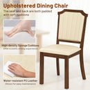 Dining Chair Set of 2 with PU Leather and Rubber Wood Frame-Brown