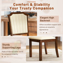 Dining Chair Set of 2 with PU Leather and Rubber Wood Frame-Brown