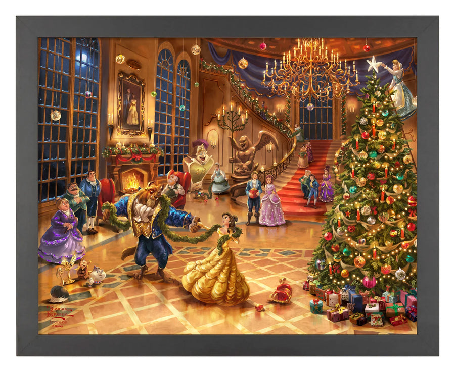 Disney Beauty and the Beast: Christmas Celebration Thomas Kinkade Framed Art Print
