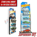 Display Stand + Wall Display Sleeve for 1:64 Scale Vehicles | 5-Car Display for Hot Wheels or Matchbox cars