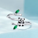 925 Sterling Silver Enamel White Gold Pave Set CZ Ring