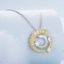 925 Sterling Silver Necklace with Pavé Setting CZ & Plated Gold - 400mm Length