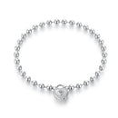 925 Sterling Silver White Gold Plated 17cm Bracelet with CZ Paved Setting for Women
