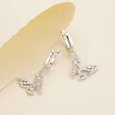 925 Sterling Silver Earrings with Pavé Setting CZ, 37x19mm for Women