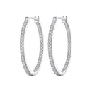 925 Sterling Silver Earrings with Pave Setting CZ in White Gold for Women