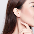925 Sterling Silver Earrings with CZ and Platinum Plating, 2.3*0.8 cm