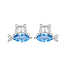 925 Sterling Silver 0.8cm White Gold Plated CZ Earrings for Women
