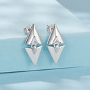 925 Sterling Silver Earrings with White Gold Plating and CZ
