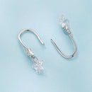 925 Sterling Silver Earrings with Pavé Setting CZ, White Gold Plating, 2.1*0.6cm, for Women