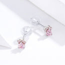 925 Sterling Silver Earrings with Plated Platinum and Pavé Set CZ, 0.4cm for Women
