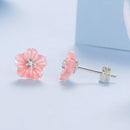 925 Sterling Silver Earrings with High-Quality Nacre and Pavé CZ, Oxidized Silver