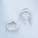 925 Sterling Silver Earrings 1.2x0.6cm with White Gold Plating for Women