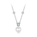 925 Sterling Silver Moissanite and Freshwater Pearl Necklace 40+5cm for Women