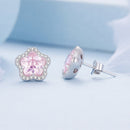 925 Sterling Silver Earrings with Pavé Setting CZ and Transparent Glass for Women