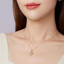 925 Sterling Silver Necklace with Gold Plating, 40+5cm, Featuring Synthetic Pearl & CZ for Women