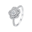 925 Sterling Silver Pavé Set CZ Platinum Plated Ring Size 6 for Women