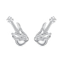 925 Sterling Silver Earrings for Women with White Gold Plating, Size 1.5x0.6cm