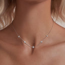 925 Sterling Silver Pave Setting CZ Necklace with White Gold Plating 400mm for Women