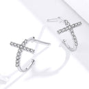 S925 Sterling Silver Earrings with Pavé Set CZ in Platinum Finish