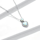 925 Sterling Silver Genuine Translucent Opal Necklace with CZ for Women