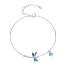 925 Sterling Silver 16.5cm+5cm Enamel Dragonfly Bracelet for Women