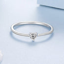 925 Sterling Silver 0.4cm Heart-shaped CZ Ring