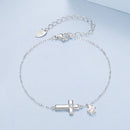 925 Sterling Silver Bracelets with Pavé Setting CZ, Length 15+6cm, White Gold Plated for Women