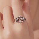 925 Sterling Silver Oxidized Pavé CZ Ring for Women
