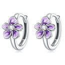 925 Sterling Silver Enamel Earrings with CZ - 1.2x0.7cm, Oxidized Finish for Women