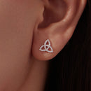 925 Sterling Silver White Gold Plated Pavé CZ Earrings