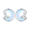 925 Sterling Silver Earrings with Transparent Glass, 13mm x 12mm for Women
