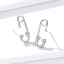 925 Sterling Silver Earrings for Women - 1.7x0.6cm, Platinum Plated with Pavé Setting CZ
