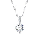 925 Sterling Silver Necklace with Pavé Setting CZ - Adjustable Length, Platinum Plated - Women's Jewelry