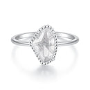925 Sterling Silver Ring with Transparent Glass and CZ, 0.15cm Width, for Women