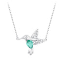925 Sterling Silver Necklace with Transparent Glass and CZ in White Gold Plating for Women