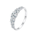 925 Sterling Silver Moissanite Engagement Ring with 5mm, 4mm, 3mm, 2.5mm Stones for Women
