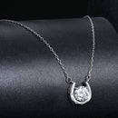 925 Sterling Silver Moissanite Necklace with Pavé Setting, 1 Carat, 400mm Length for Women
