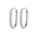 925 Sterling Silver Earrings with Pavé Setting CZ in Platinum for Women