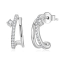 925 Sterling Silver Moissanite Earrings for Women - 1.4x0.5cm, Pavé Setting
