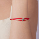 925 Sterling Silver Adjustable Bracelet with CZ and Cotton Rope for Women