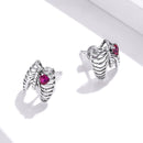 925 Sterling Silver Oxidized Pavé Setting CZ Earrings - 1x1cm for Women