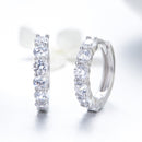 925 Sterling Silver Earrings with Pavé CZ in Platinum Plating, 1.6 x 0.3 cm for Women