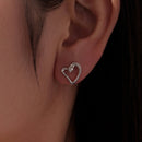 925 Sterling Silver Earrings with CZ in White Gold Plating - 1.4x1.2cm for Women