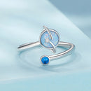 925 Sterling Silver Ring with Pavé Setting, White Gold Plated, with Translucent Opal for Women