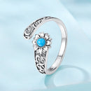 925 Sterling Silver Oxidized Synthetic Turquoise Ring 0.23-0.8cm Women